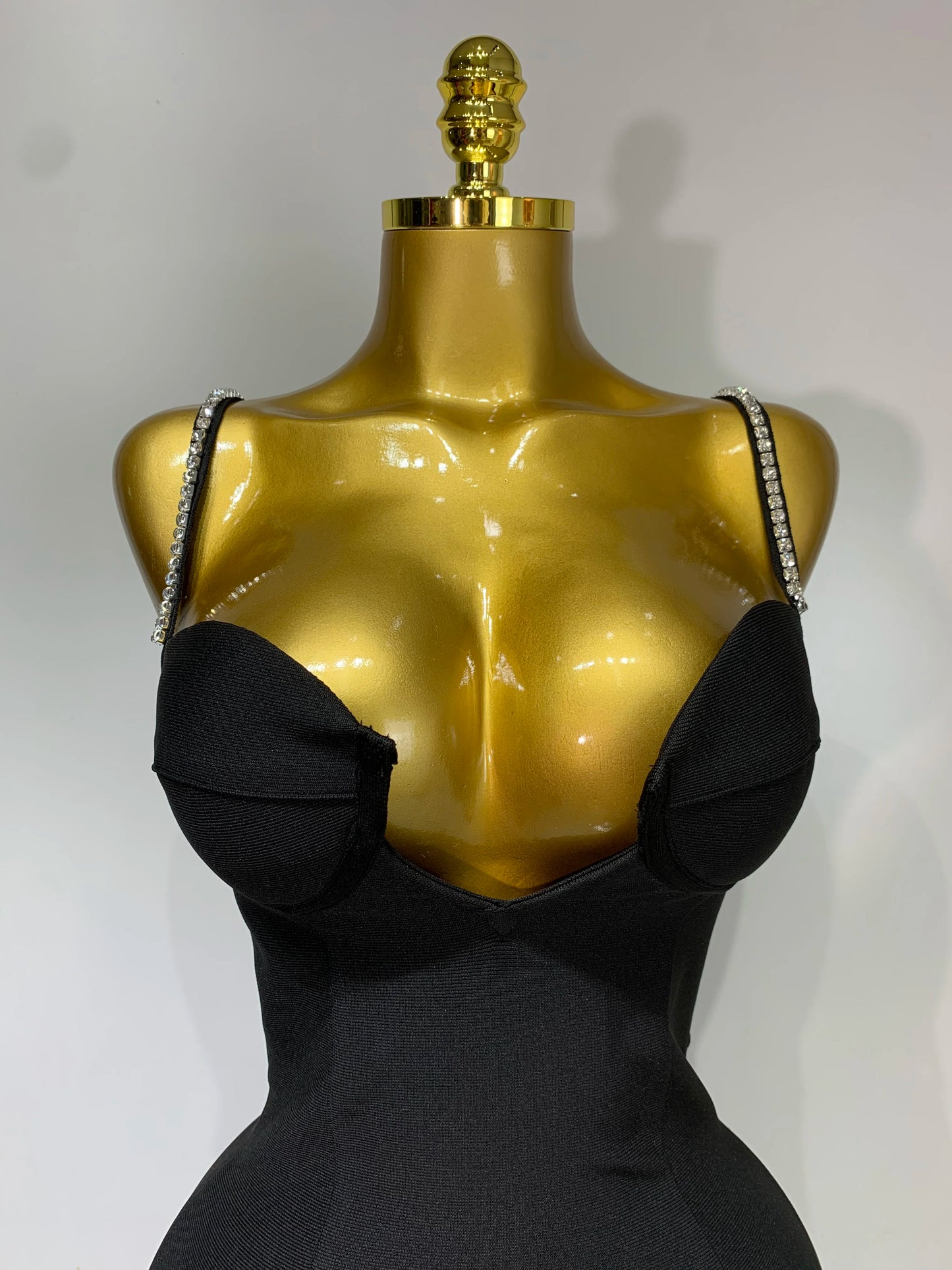 Sexy V Neck Beading Black Mini Dress