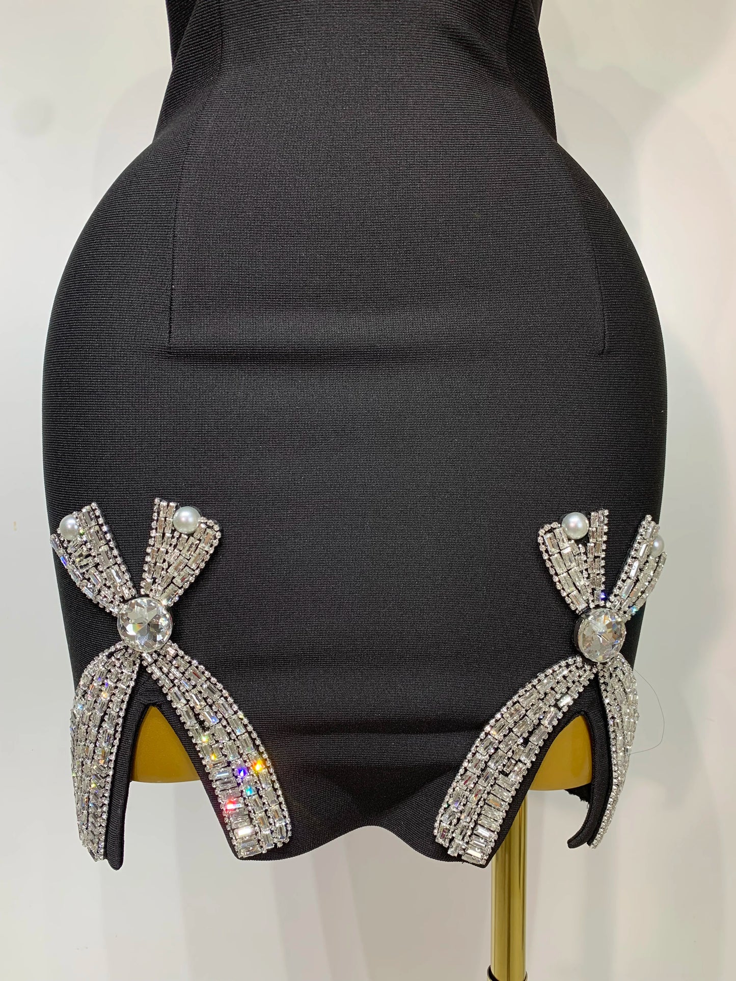 Sexy V Neck Beading Black Mini Dress