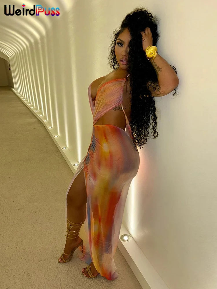 Sexy Colorful Gradient Bodycon Dress