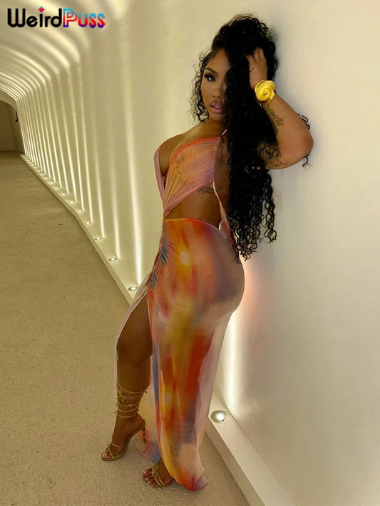 Sexy Colorful Gradient Bodycon Dress