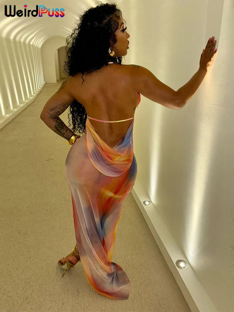 Sexy Colorful Gradient Bodycon Dress