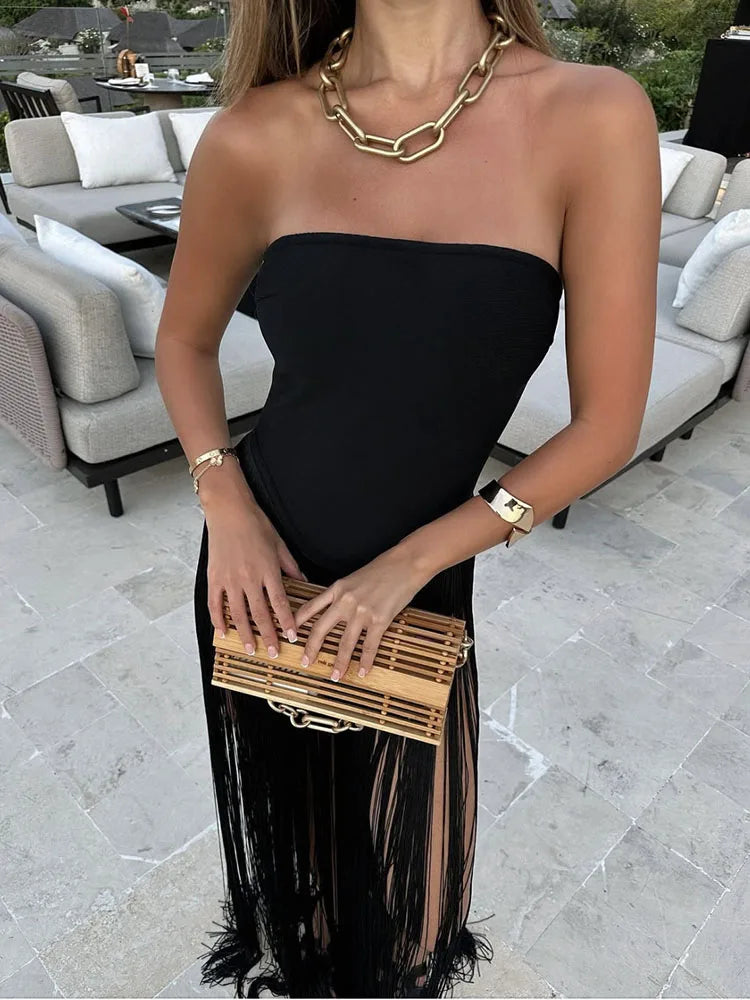 Elegant Tassel Maxi Dress