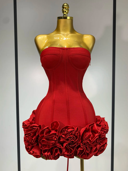 Flower Embellished Mini Dress