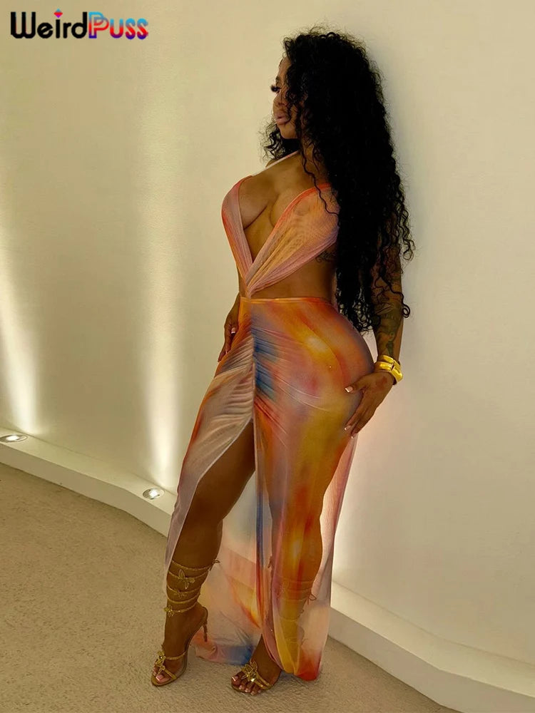 Sexy Colorful Gradient Bodycon Dress