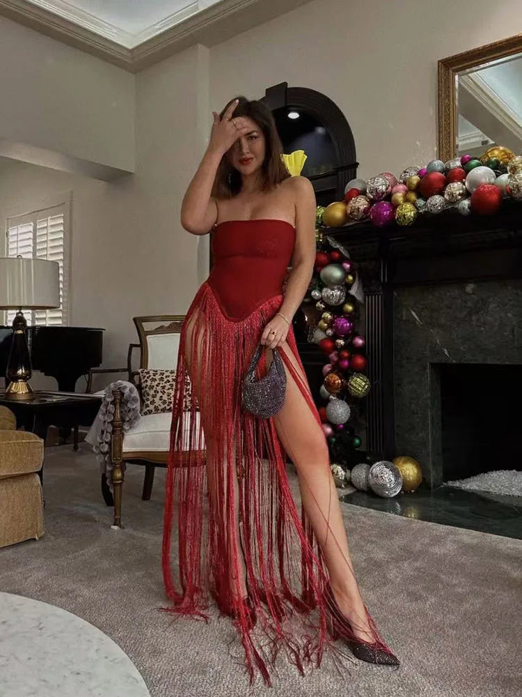 Elegant Tassel Maxi Dress