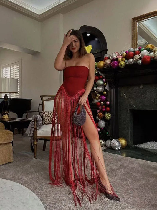 Elegant Tassel Maxi Dress