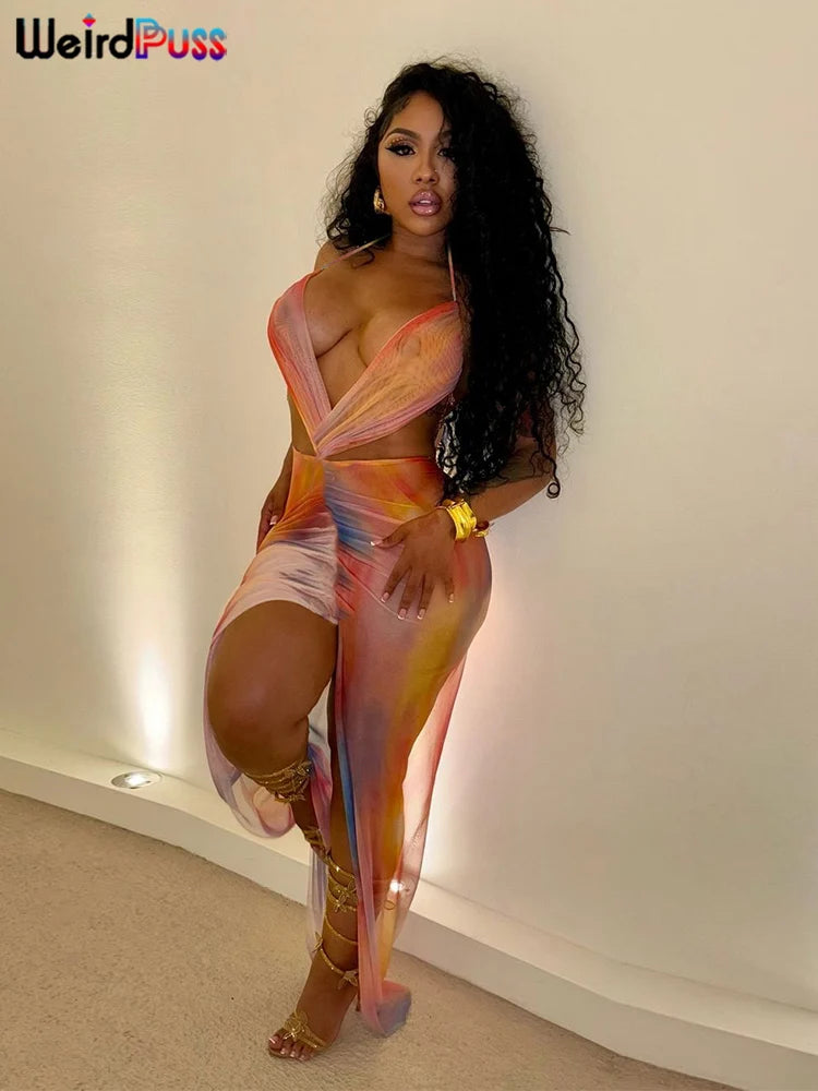 Sexy Colorful Gradient Bodycon Dress