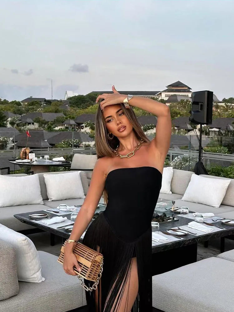 Elegant Tassel Maxi Dress